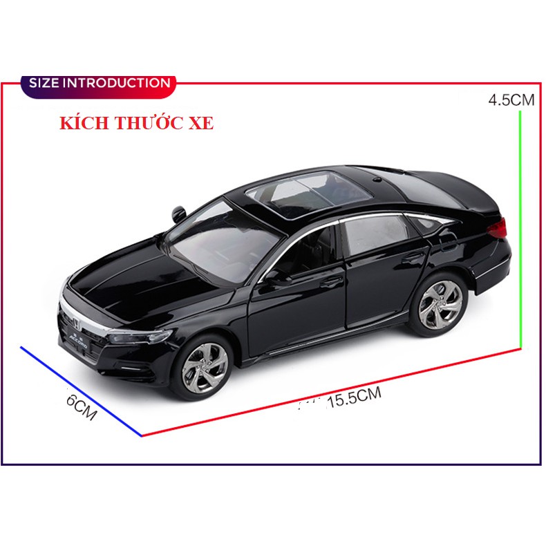 Mô hình xe ô tô Honda Accrod Turbo Sport tỉ lệ 1:32 bằng sắt có âm thanh động cơ và đèn mở các cửa xe