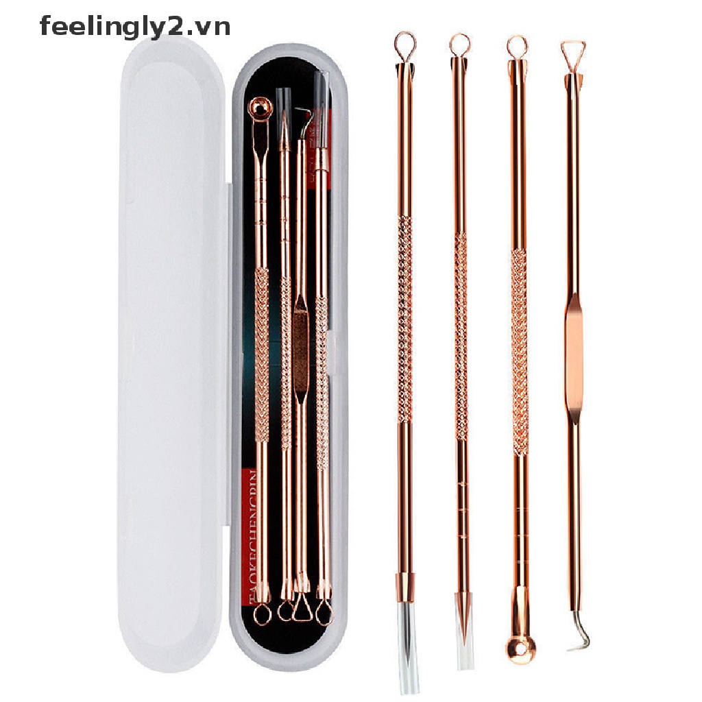 Bộ 4 Dụng Cụ Nặn Mụn Đầu Đen Bằng Thép Không Gỉ Tiện Dụng