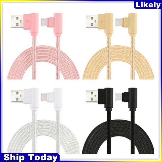 Dây Cáp Sạc Type-c USB Dây Nylon Bện Chữ L Cho Android Xiaomi micro