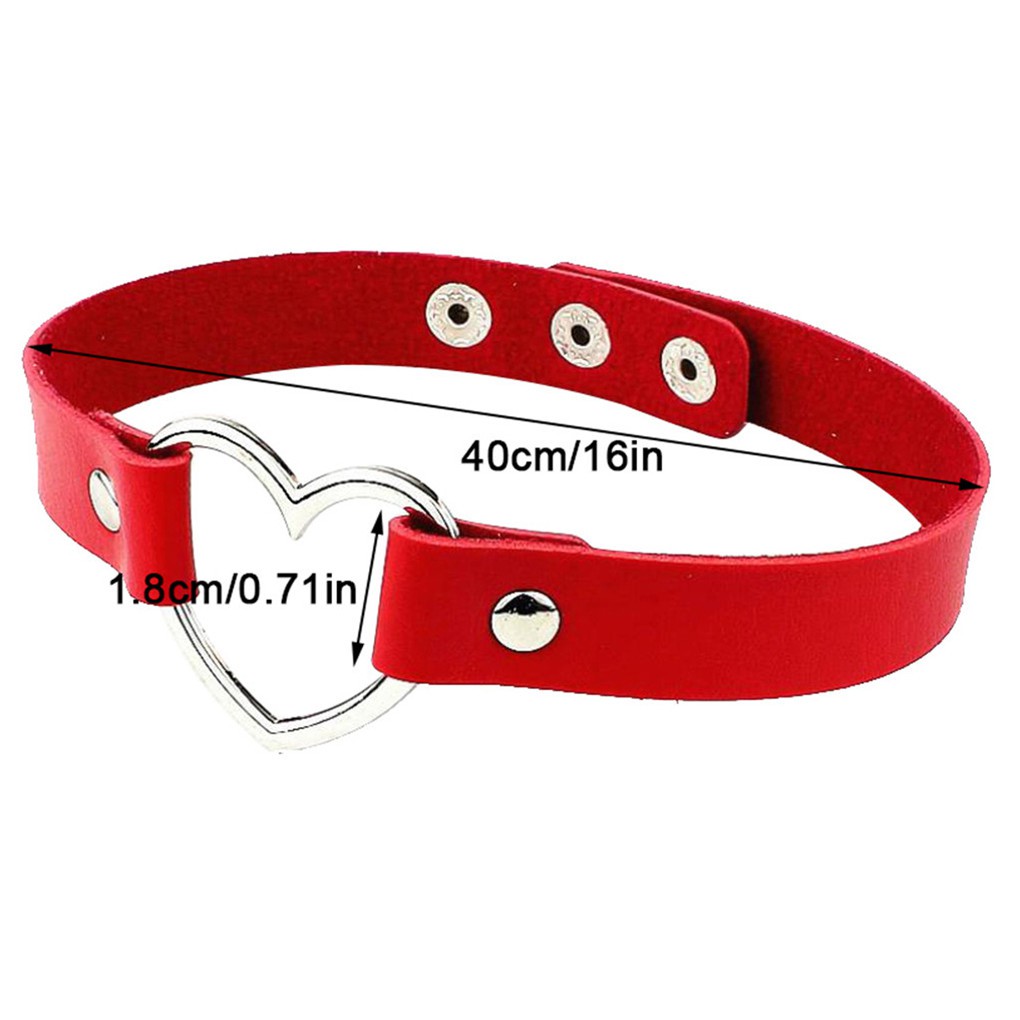 Vòng cổ choker da mặt trái tim có thể điều chỉnh kích thước