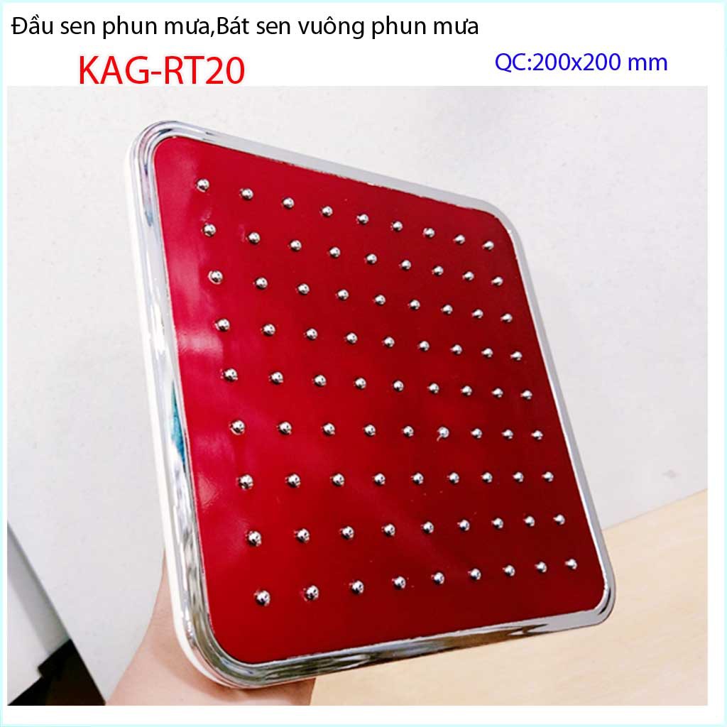 Bát sen tắm đứng vuông 20x20 cm KAG-RT20, đầu sen phun mưa tia nước đều thiết kế mới thời trang sang trọng tuyệt đẹp