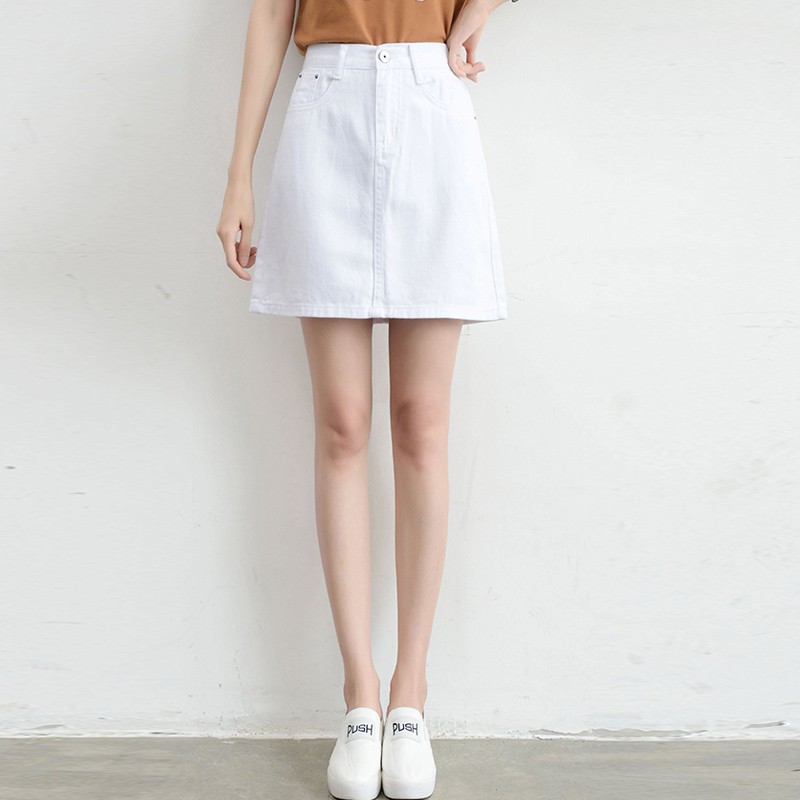 Chân Váy Denim Chữ A Lưng Cao Phong Cách Hàn Quốc | BigBuy360 - bigbuy360.vn