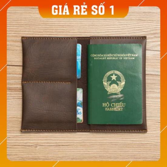 Ví da - Ví đựng hộ chiếu kiêm đựng tiền Hanama cao cấp C10 ( Nâu cafe) - Bảo hành 18 tháng