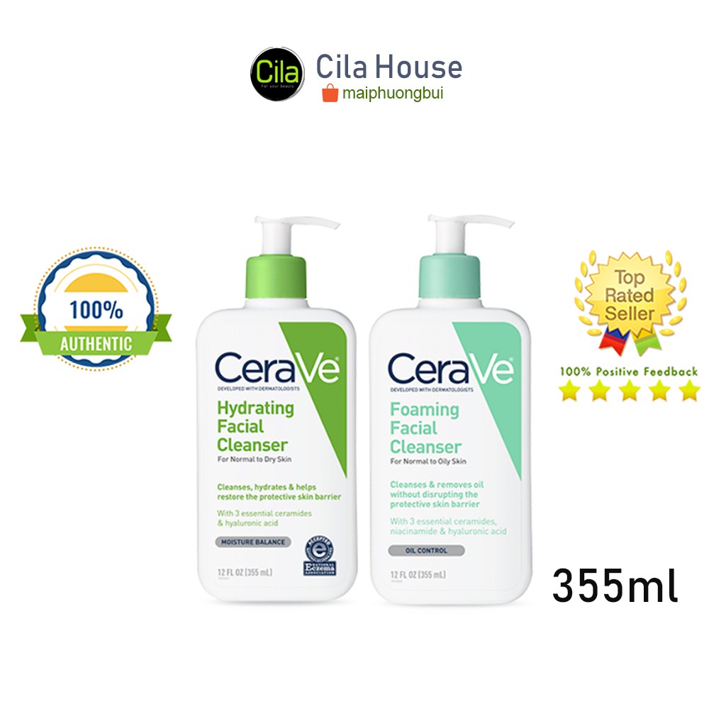 Sữa rửa mặt Cerave 236ml, 355ml, 473ml cho da dầu, da khô - Cila House