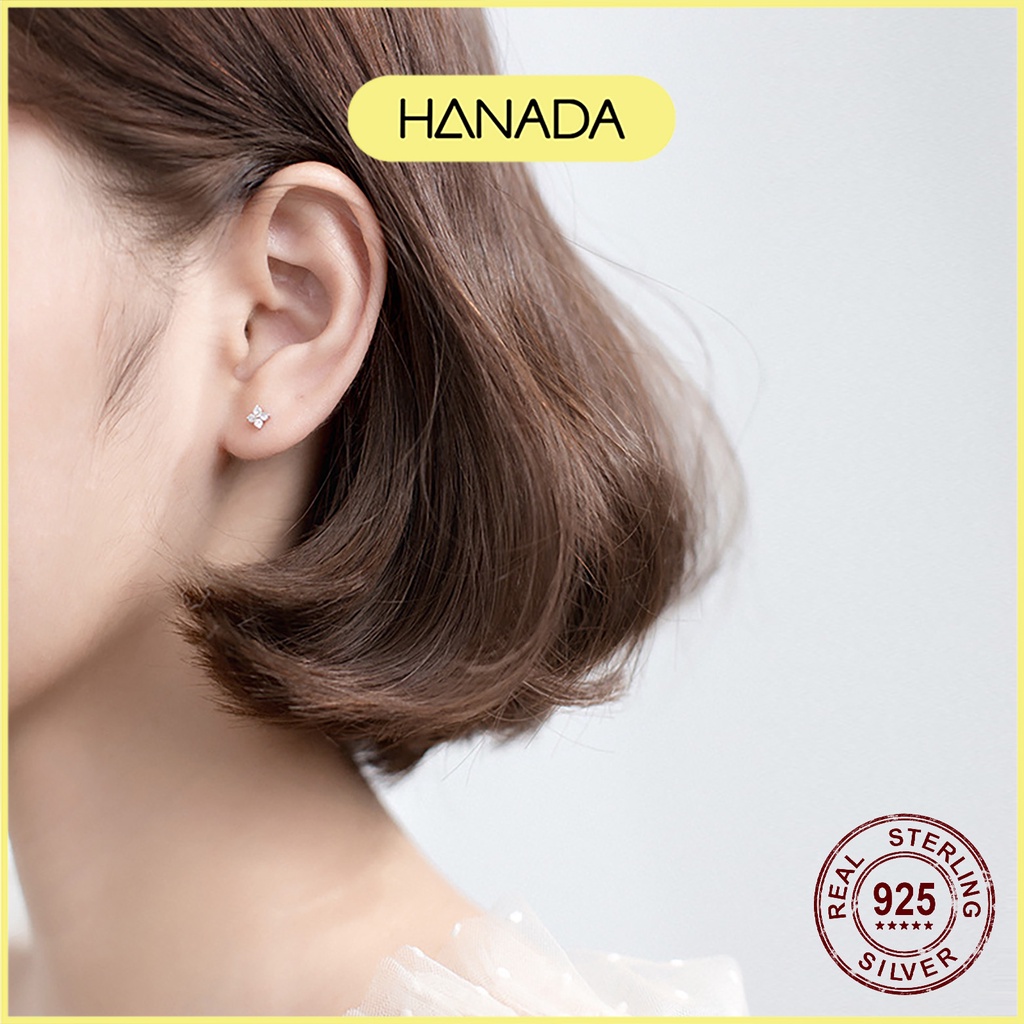 Bông Tai Bạc 925 Hanada Bông Nụ Hoa Đá Đơn Giản 0767 D13