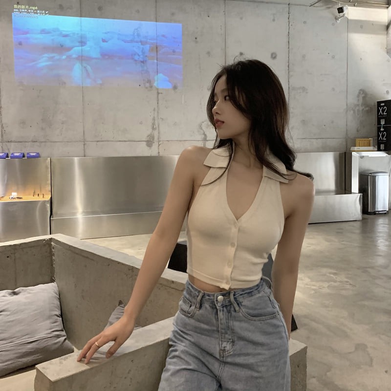 Áo croptop 3 lỗ cổ polo cài cúc sexy - Áo croptop nữ khoét nách hở lưng chất thun freesize giá siêu rẻ 2 màu C311 | WebRaoVat - webraovat.net.vn