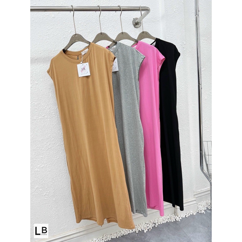Váy cotton ba lỗ dáng xuông from rộng nhiều màu -SUN Fashion
