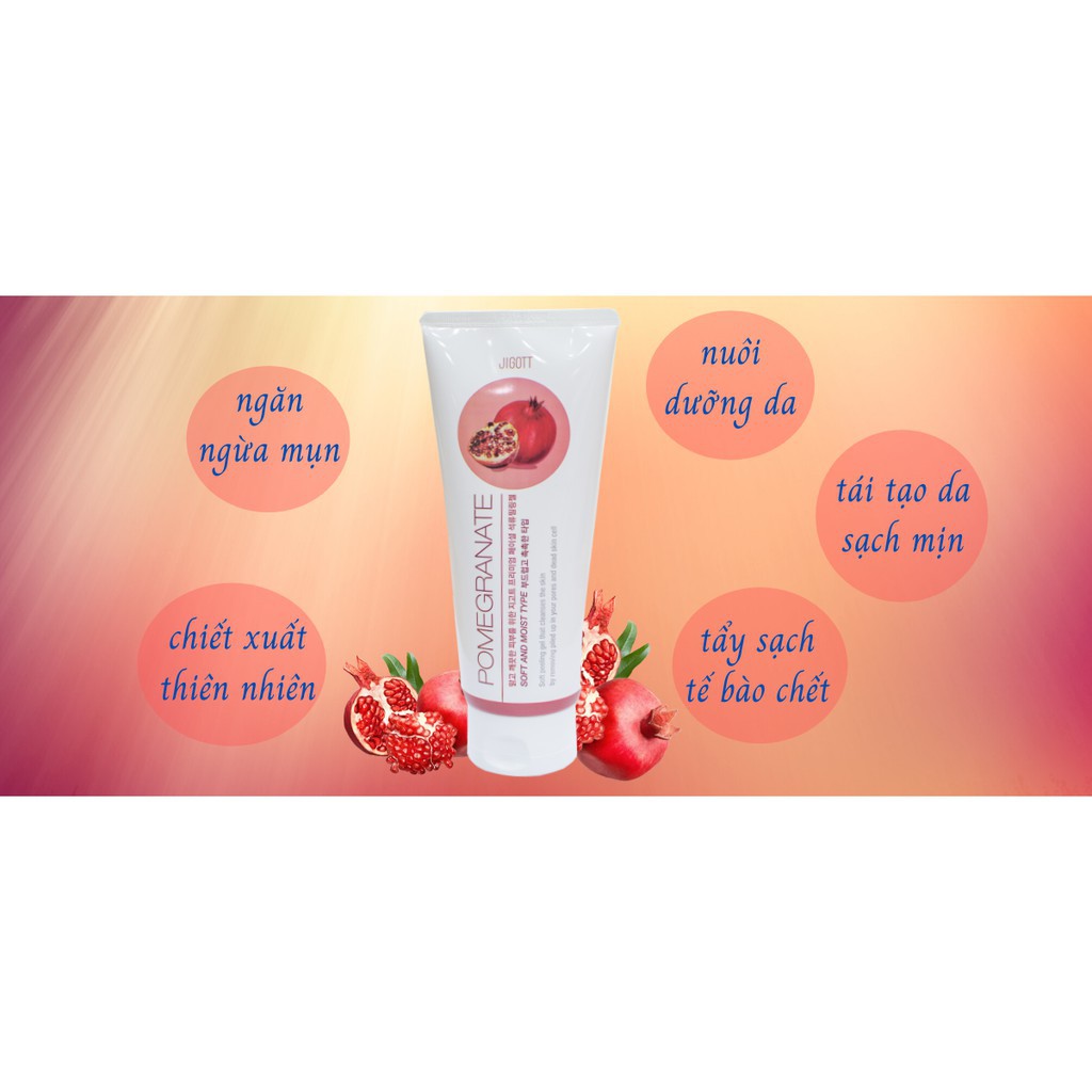 [Mỹ Phẩm Hàn Quốc]Gel Tẩy Tế Bào Chết Chiết Xuất Lựu JIGOTT Premium Facial Pomegrante Peeling Gel 180ml