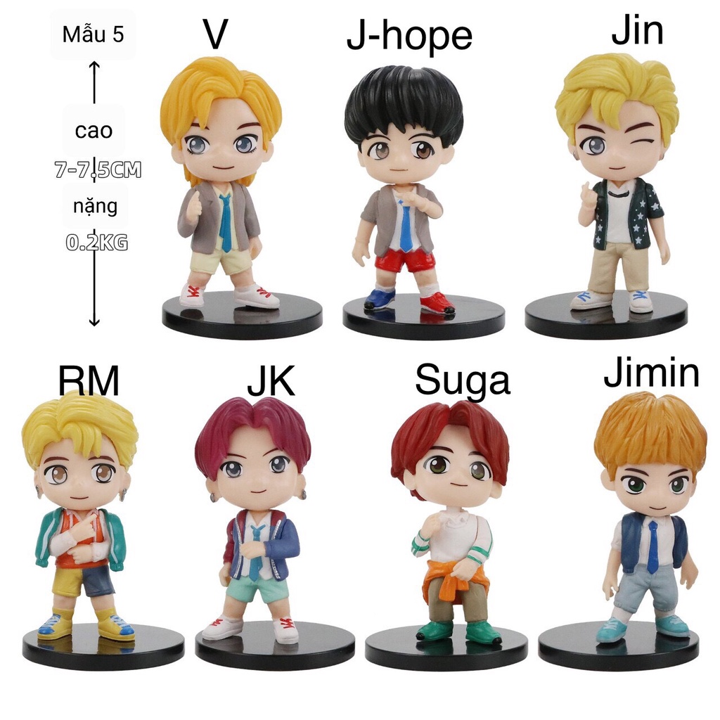 Set 7 mô hình búp bê các thành viên nhóm nhạc BTS  Mẫu 5