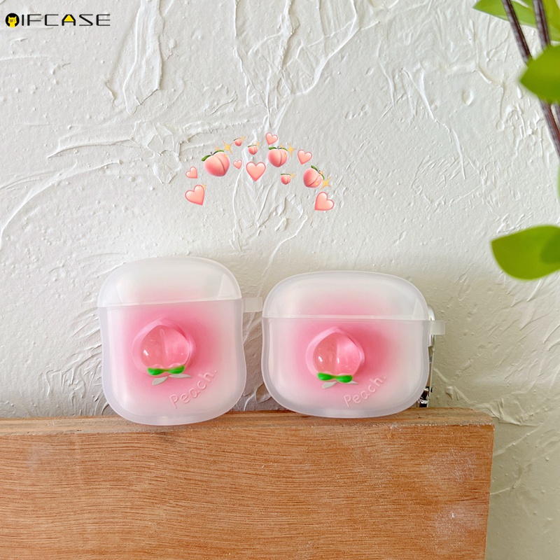 Vỏ Bảo Vệ Hộp Sạc Tai nghe không dây Airpods 1 2 3 Pro 3 Màu Gradient Họa Tiết Trái Đào Dễ Thương