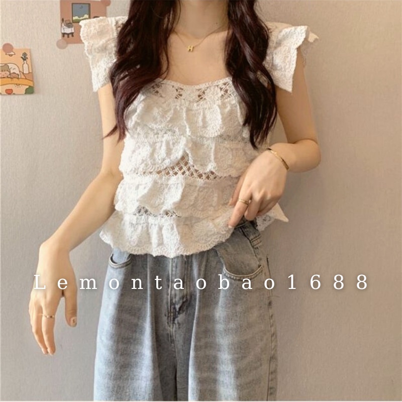 Áo ren tầng cánh tiên đi biển siêu xinh Lemon taobao