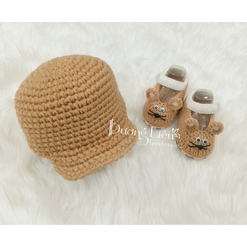 SET NÓN VÀ GIÀY LEN CHO BÉ TRAI HÌNH CHUỘT