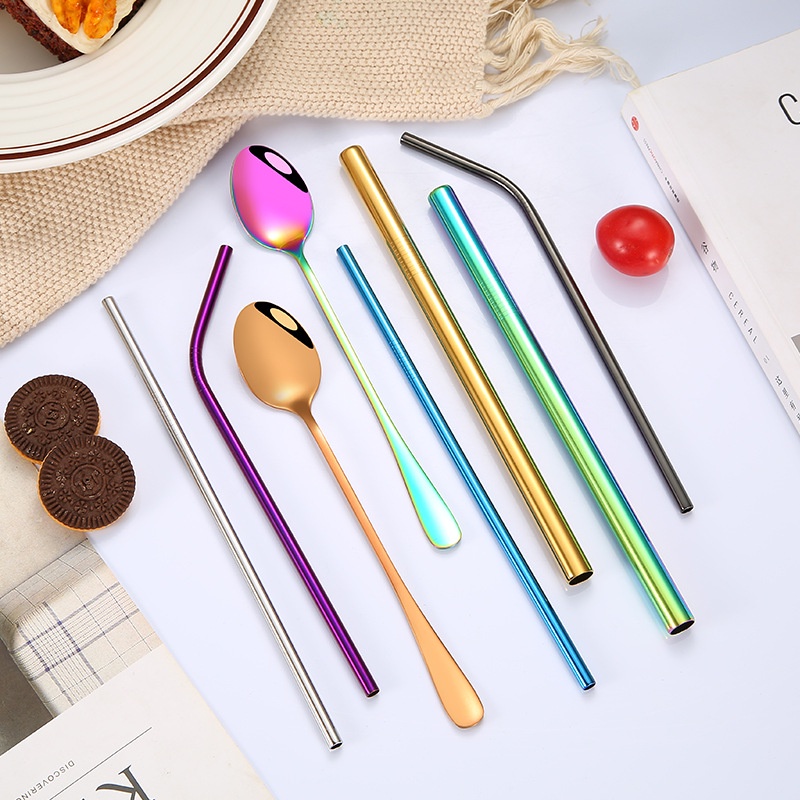 Bộ Ống Hút Và Muỗng Bằng Thép Không Gỉ 304