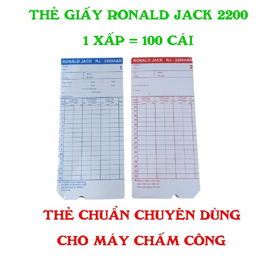 Thẻ giấy máy chấm công Ronald Jack 2200