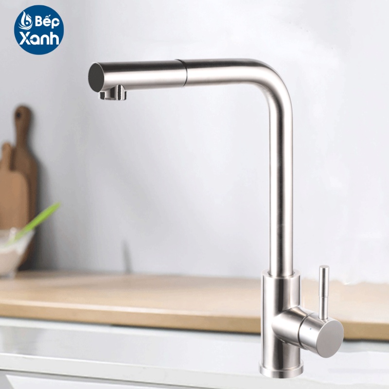 Vòi Rửa Chén Nóng Lạnh Dây Rút Pull-down Ecalite EF-K185S - Màu Inox