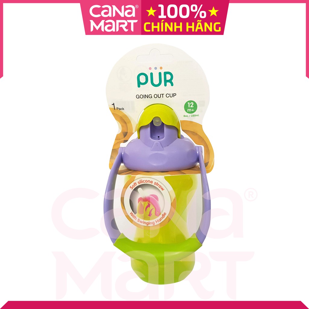 Bình ống hút đẹp cho bé có quai xách PUR (250ml) (9007) không chứa BPA, giúp bé uống nước dễ dàng