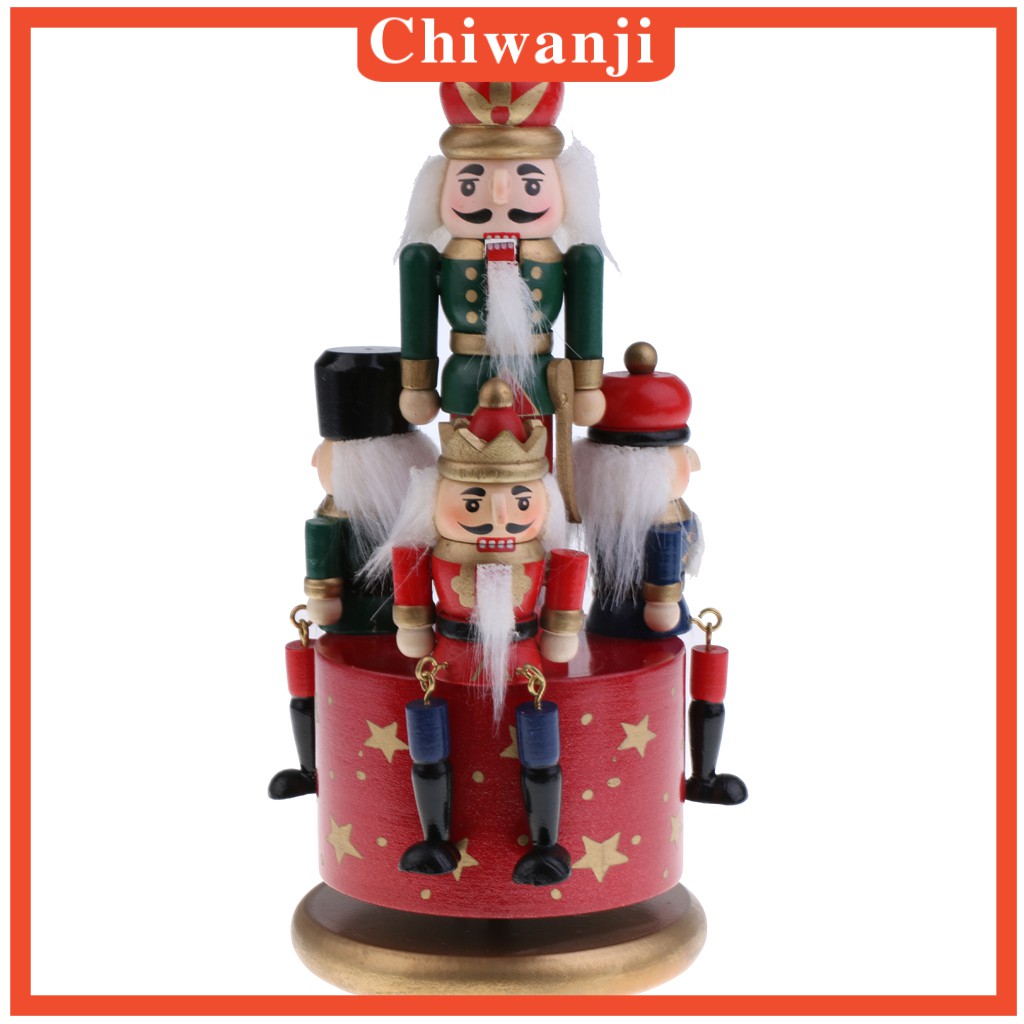 [CHIWANJI] Exquisite Painted Handcraft Wooden Nutcracker Music Box Gift Home Decor Display