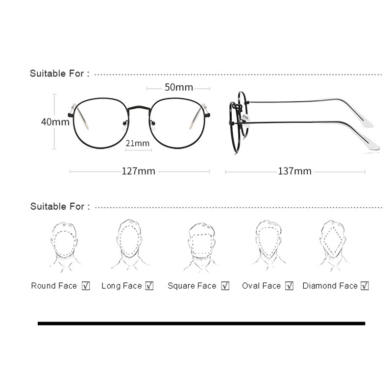 Mắt Kính Gọng Kim Loại Tròn Chống Tia Bức Xạ Tiện Dụng Cho Nữ