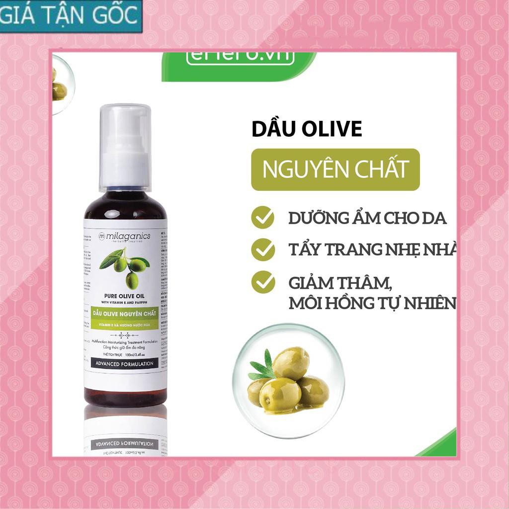 [GIÁ TẬN GỐC] Dầu Olive Nguyên Chất Dưỡng Da - Tóc - Môi MILAGANICS 100ml (Chai) [EH]