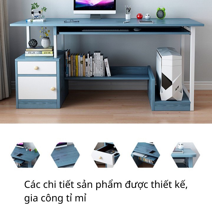 Bàn máy tính có ngăn kéo bàn học, bàn làm việc gỗ Homexinh