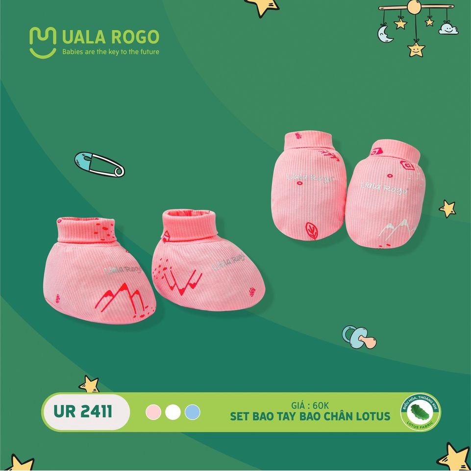 [FULL] - Set bao tay bao chân Ualarogo 0-12 tháng vải cotton bo chun mềm mịn bảo vệ khỏi xước mặt bé