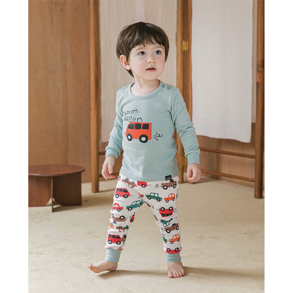 BỘ THU ĐÔNG DÀI TAY CAO CẤP TRẺ EM CỦA HÃNG CORDI-I, CHẤT THUN COTTON ORGANIC, MẪU XE BROOM