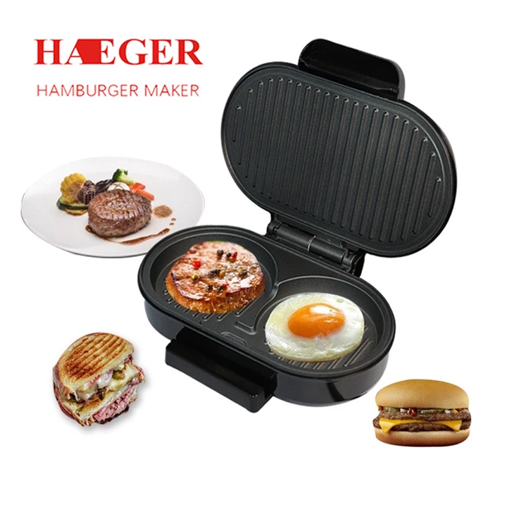 [Mã ELHADEV giảm 4% đơn 300K] Máy nướng thịt, ốp la trứng làm bánh mì hamburger cao cấp Chính hãng HAEGER [BH 12 Tháng]