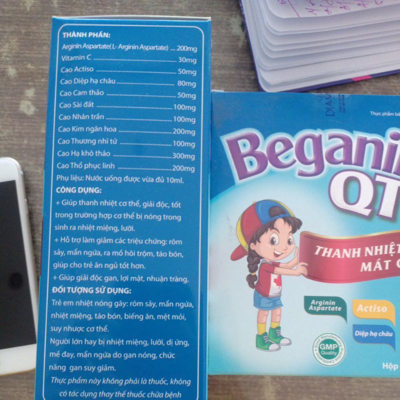 Beganin QT thanh nhiệt mát gan. Dùng được cho trẻ em rôm sảy mẩn ngứa.