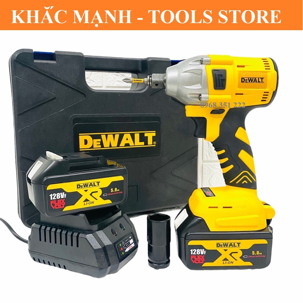 Máy Siết Bulong Dewalt 128V Không Chổi Than 2 pin 10 cell, Tặng Mũi Bắn Vít Dewalt