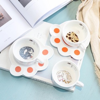 Bộ cốc kèm đĩa chân Mèo