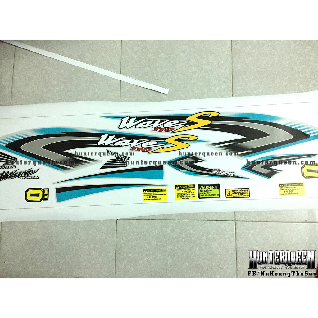 Tem rời xe WAVE nhỏ. Mẫu tem S110 dán xe bạc. Chống nước, bền màu, sắc nét. Thay đổi theo yêu cầu. Chất lượng cao.