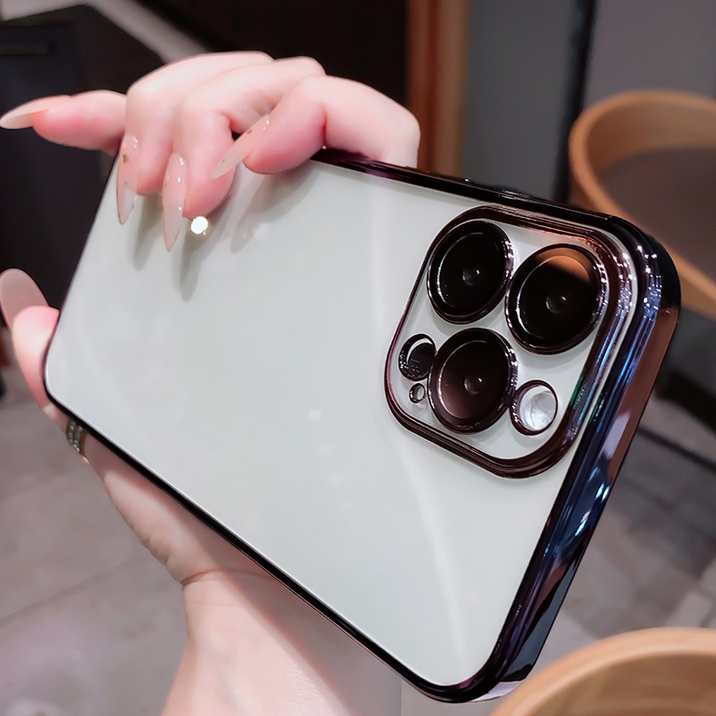 Ốp lưng silicon mềm trong mạ vàng sang trọng thích hợp cho iPhone 11 12 13 Pro Max X XS XR XSMAX