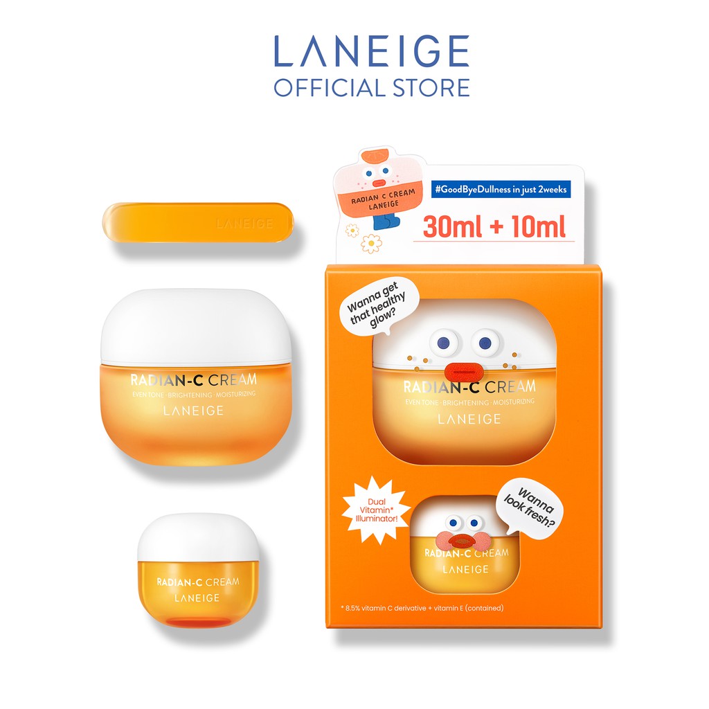 Bộ Kem dưỡng trắng da làm mờ đốm nâu Laneige Radian-C Cream Collabo Set 30ML+10ml