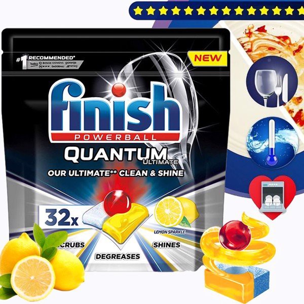 Viên rửa bát Finish quantum Ultimate 36 viên hương chanh