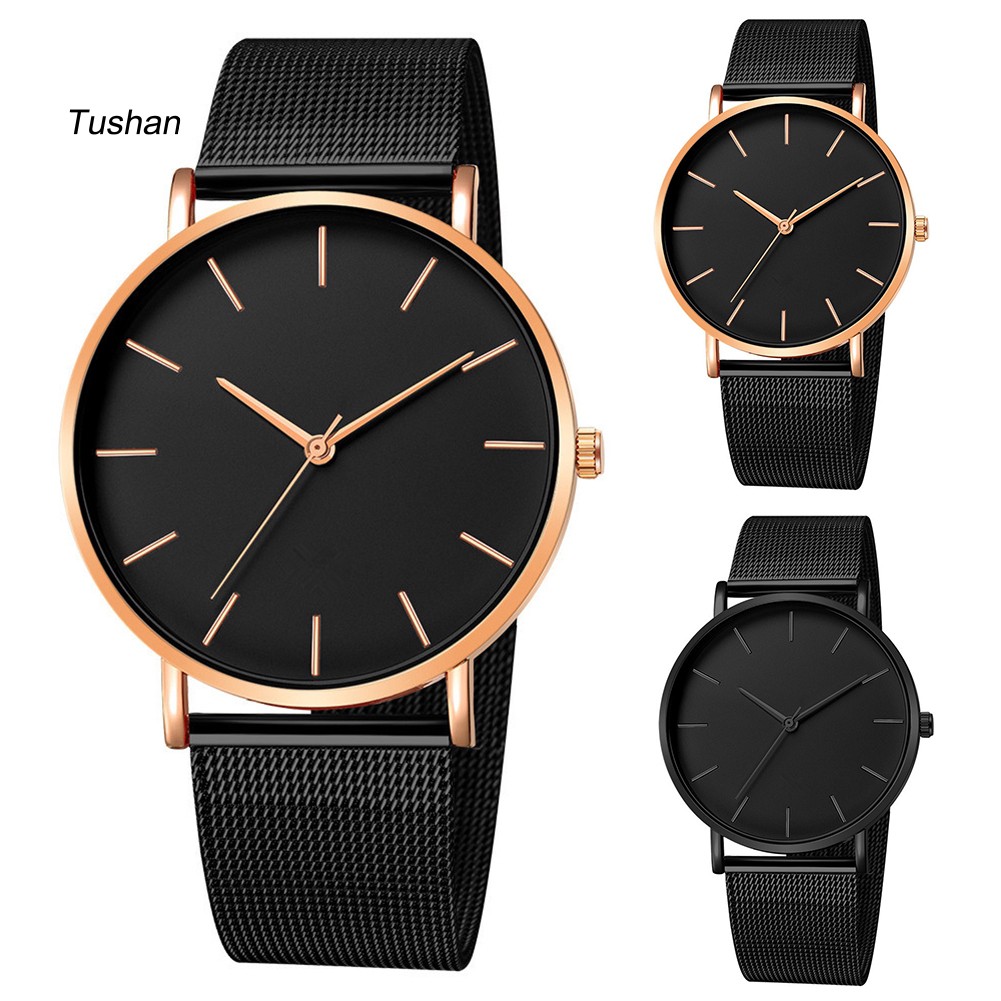 Đồng hồ mặt tròn dây đeo lưới siêu mỏng hợp thời trang cho nam | BigBuy360 - bigbuy360.vn