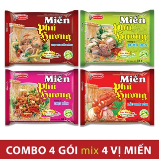 Combo 4 gói miến Phú Hương mix đủ 4 vị thịt heo thịt bằm sườn heo lẩu thái Acecook
