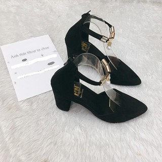 [ FREE SHIP ĐƠN HÀNG 99K ] Giày Cao Gót Kín Mũi Vòng Cổ Hạt Châu 7 phân