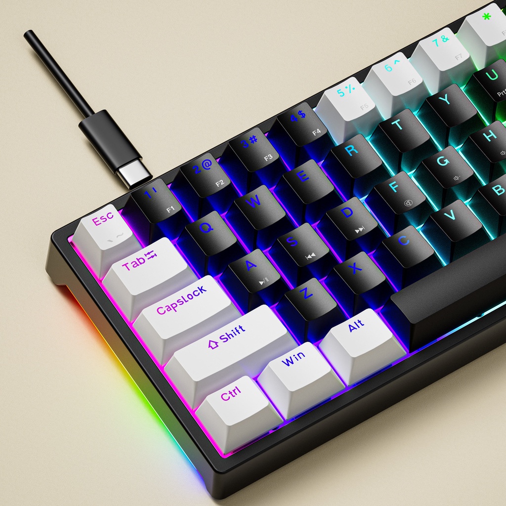 LEAVEN K710 PRO Bàn Phím Cơ Máy Tính 71 phím có dây hotswap RGB LED Chơi Game Dùng Văn Phòng Cực Đã,-Bảo hành 2 Năm