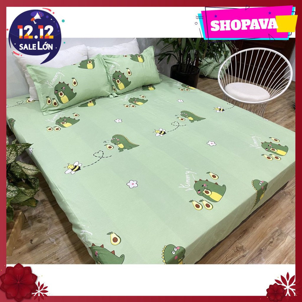 [shopava]Ga giường,Drap ga trải giường,ga bo chun bọc đệm,mẫu khủng long bơ