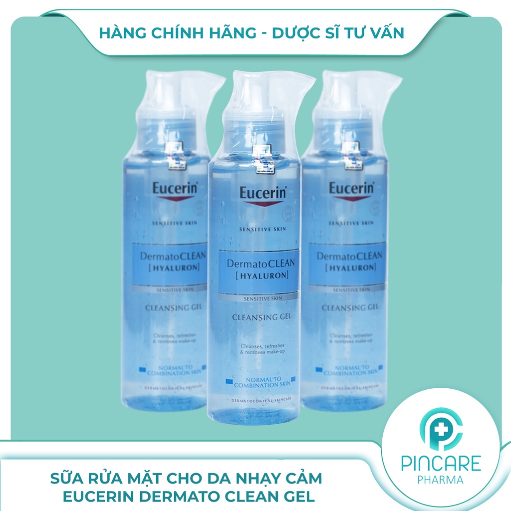 Sữa rửa mặt da nhạy cảm Eucerin Dermato Clean Gel 200ml - Hàng chính hãng - Nhà thuốc PinCare