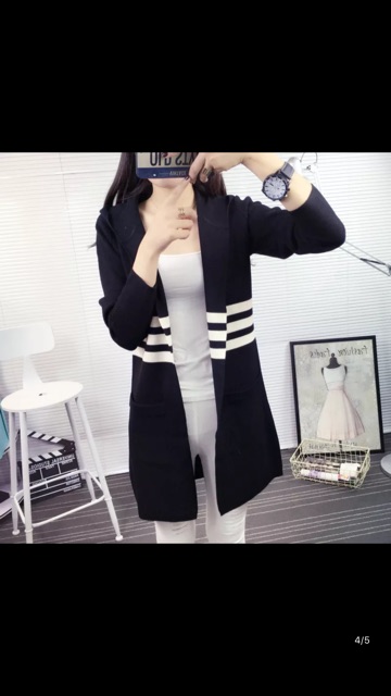 Áo khoác len tay lật phom dài