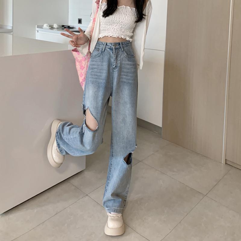 SUXI Quần Jeans Dài Ống Rộng Màu Sắc Nhã Nhặn Dành Cho Nữ