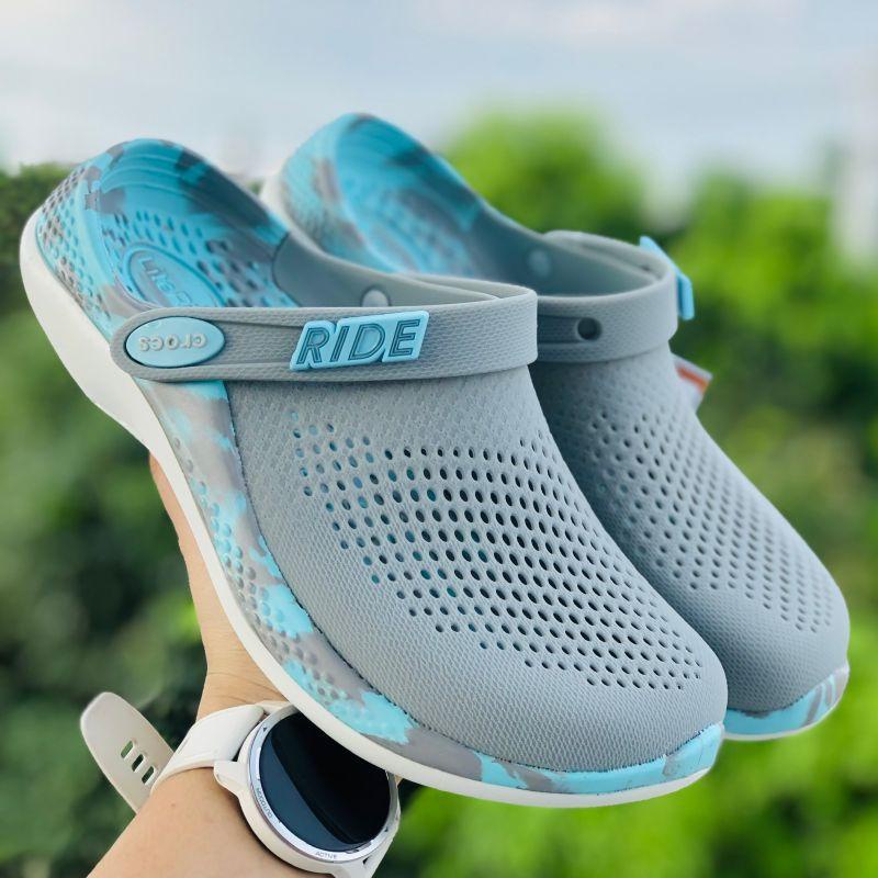 Dép Cross Literide 360 🎁 FREESHIP + Hàng loại 1 + Hộp 🎁 giày sục sandal Crocs quai ngang bít đầu nam nữ, loang xanh
