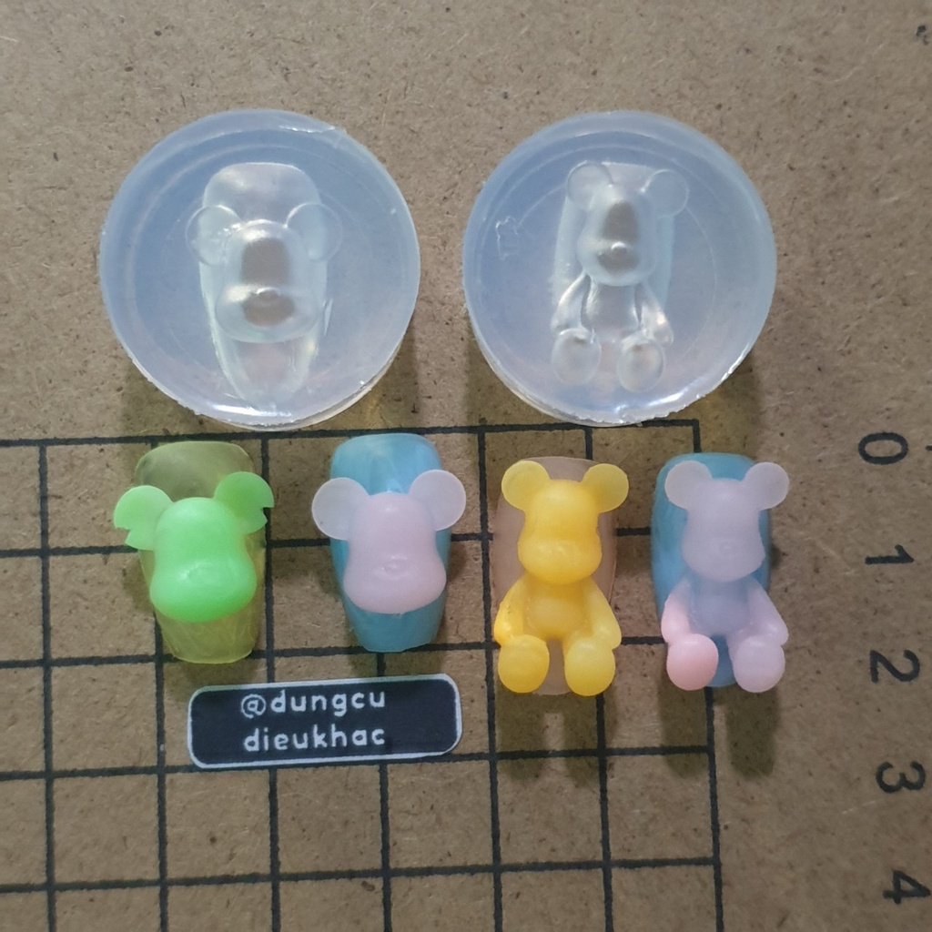DIY - Khuôn charm gấu Bearbrick  trang trí nail 3D, đính điện thoại, làm phụ kiện trang sức thời trang, charm kẹp giấy
