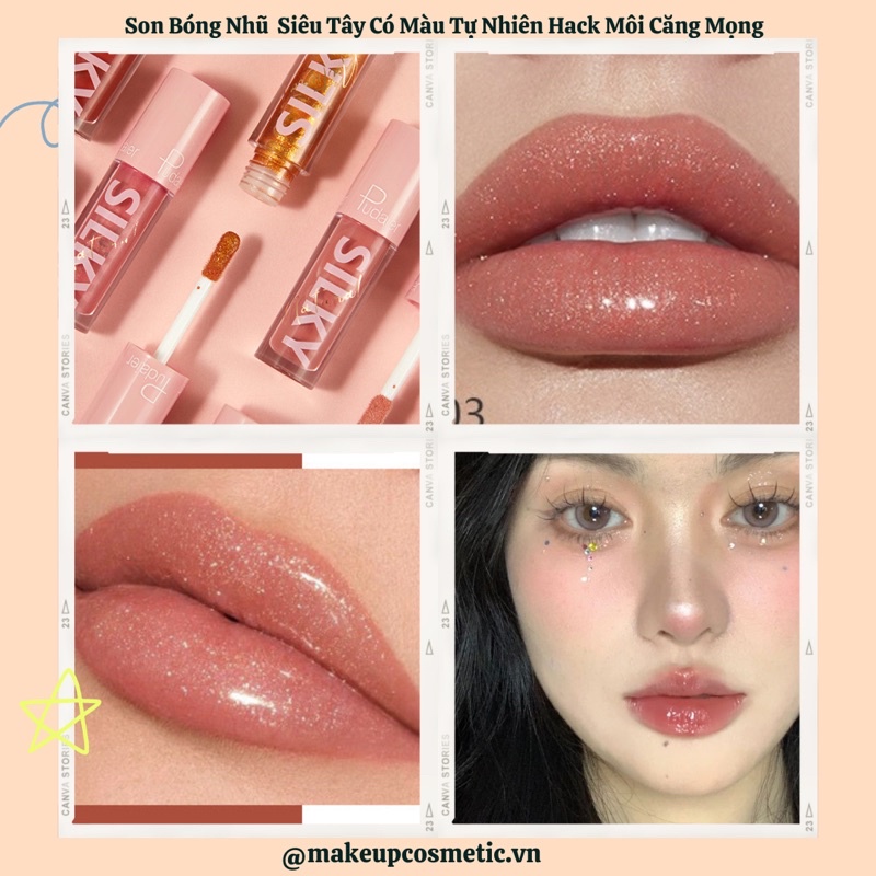 Son Bóng Nhũ Siêu Tây Có Màu Tự Nhiên Hack Môi Căng Mọng Nude 🌟 Long Lasting Lip Gloss 🌟