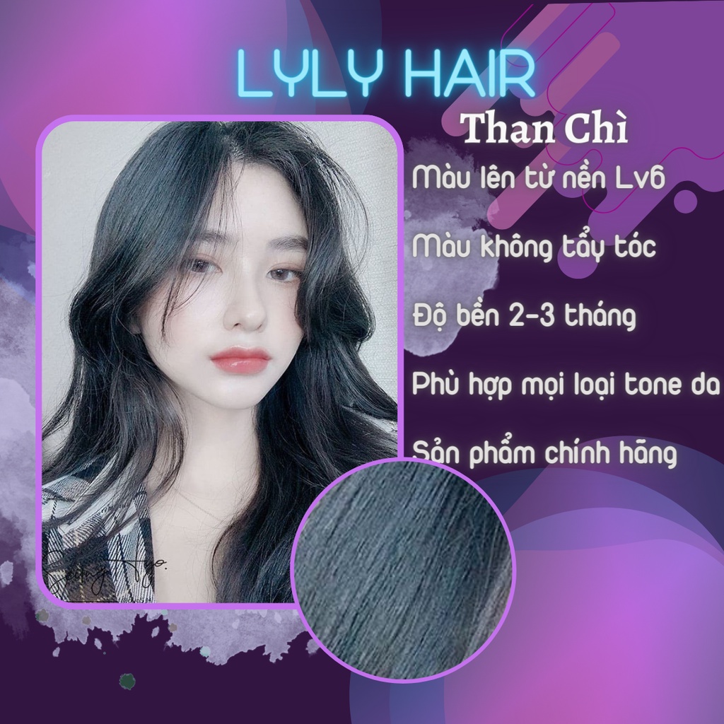 Thuốc Nhuộm Tóc Tại Nhà Màu Than Chì LyLyHairColor Tặng Kèm Găng Tay Tiện Lợi