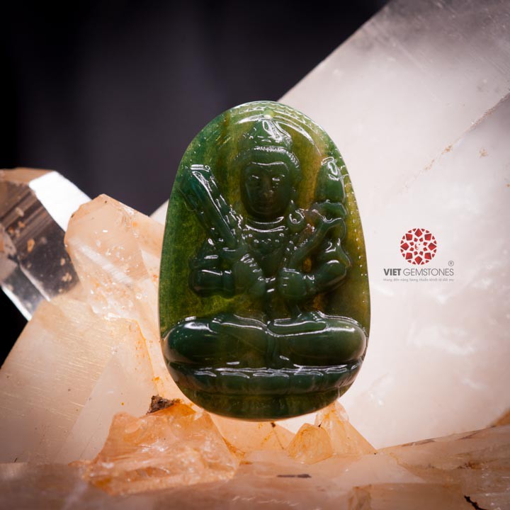 Mặt dây chuyền Hư Không Tạng Bồ Tát Chalcedony - Phật bản mệnh cho người tuổi Sửu, Dần