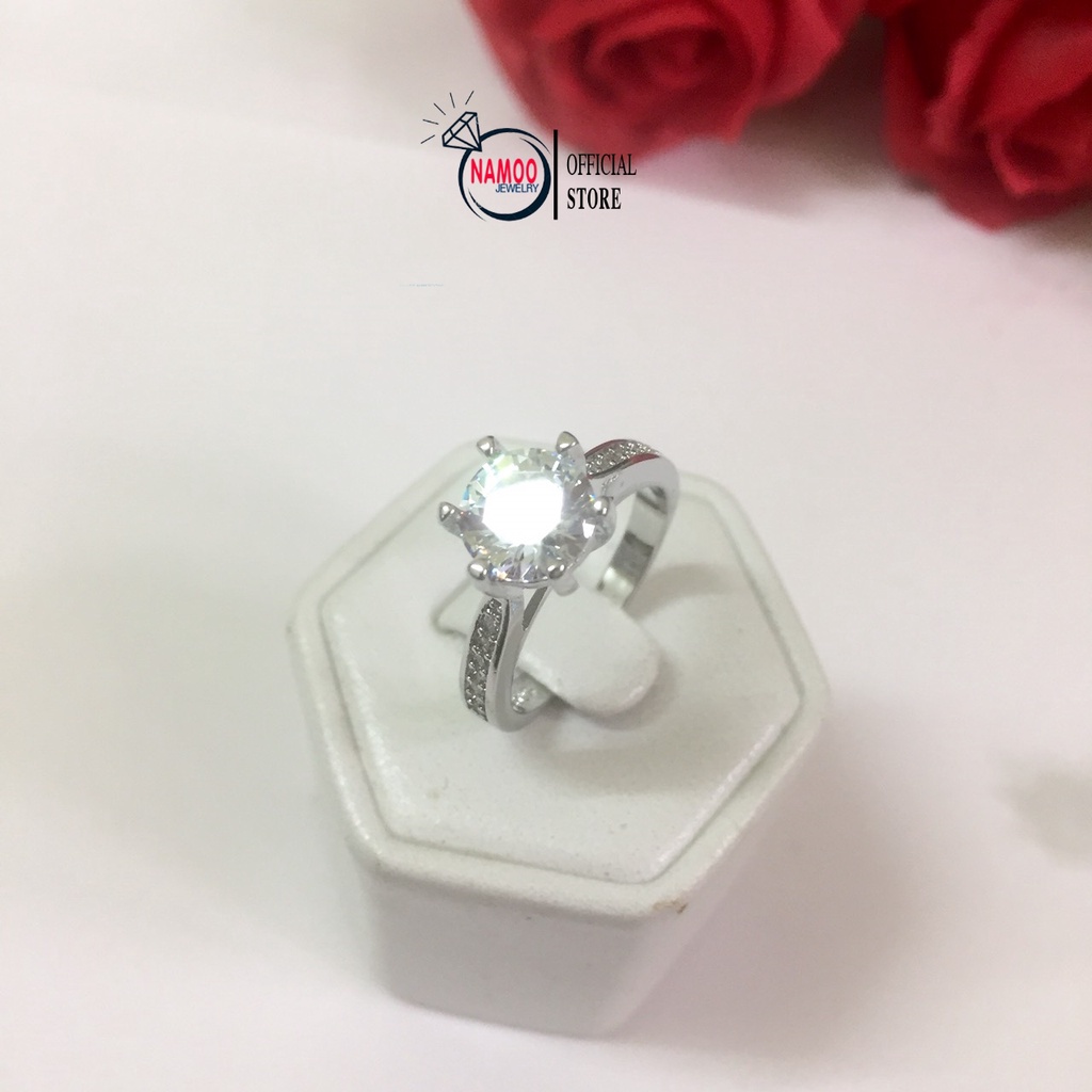 Nhẫn Nữ Đính Đá Mạ Bạc N027 Đeo Hàng Ngày không kiêng nước Namoo Jewelry