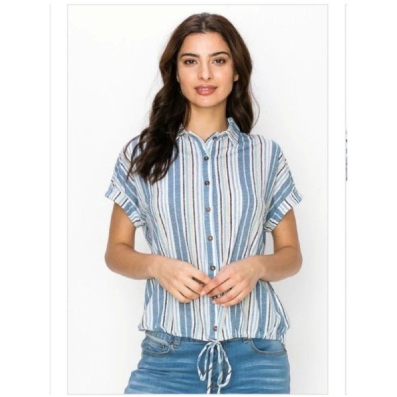 Áo kẻ dây rút xuất dư xịn