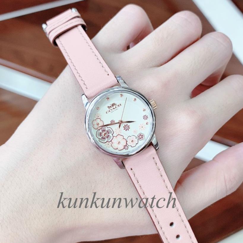 Đồng Hồ Nữ Coach 14503060 Dây Da Hồng Vỏ Bạc - 28mm
